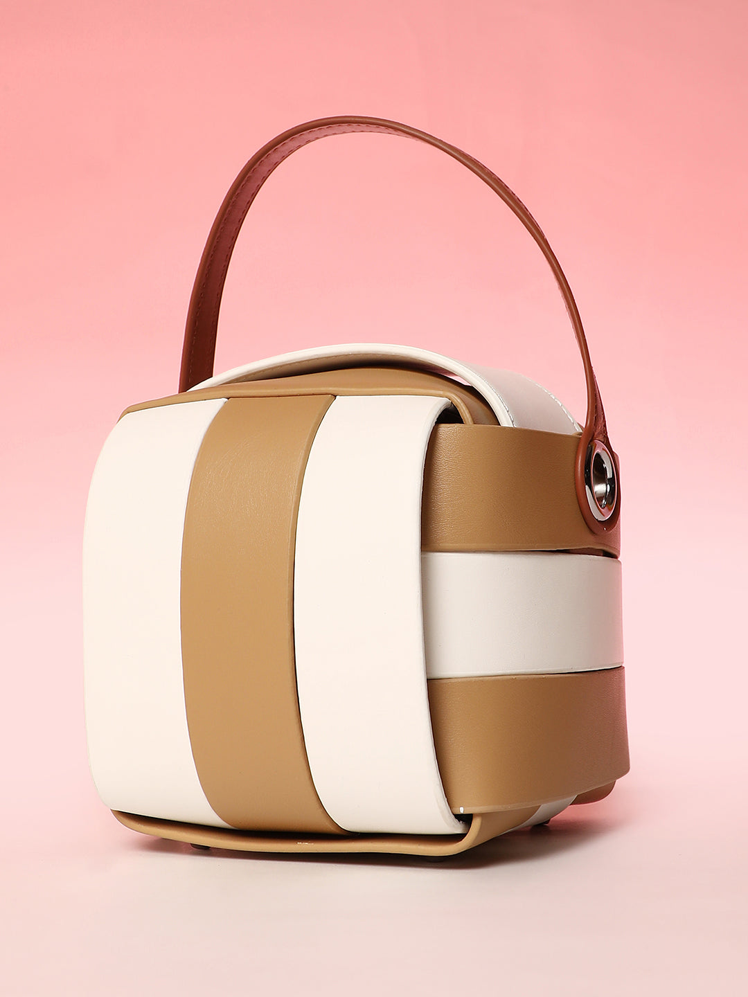 The Panel Verva Hand Bag - Camel Brown & Ivory White