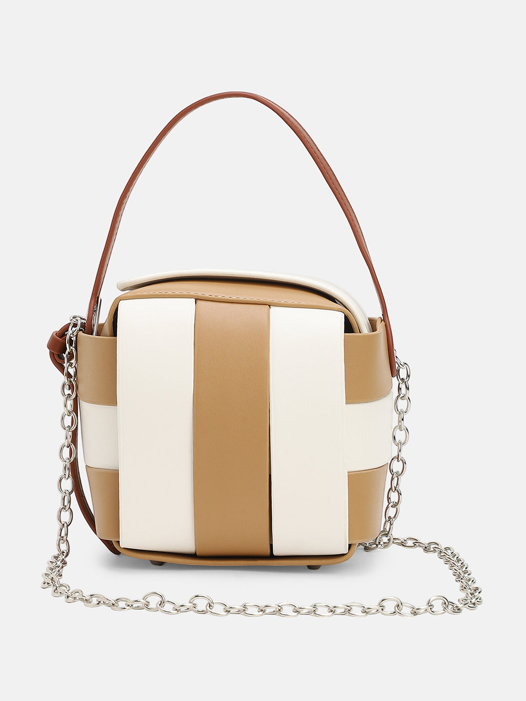 The Panel Verva Hand Bag - Camel Brown & Ivory White