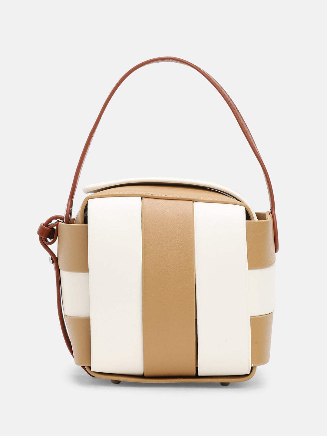 The Panel Verva Hand Bag - Camel Brown & Ivory White