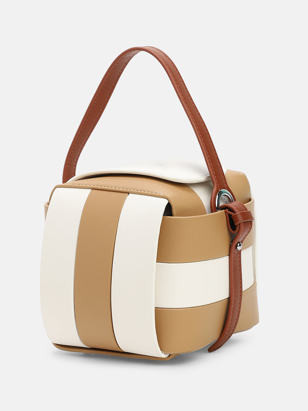 The Panel Verva Hand Bag - Camel Brown & Ivory White