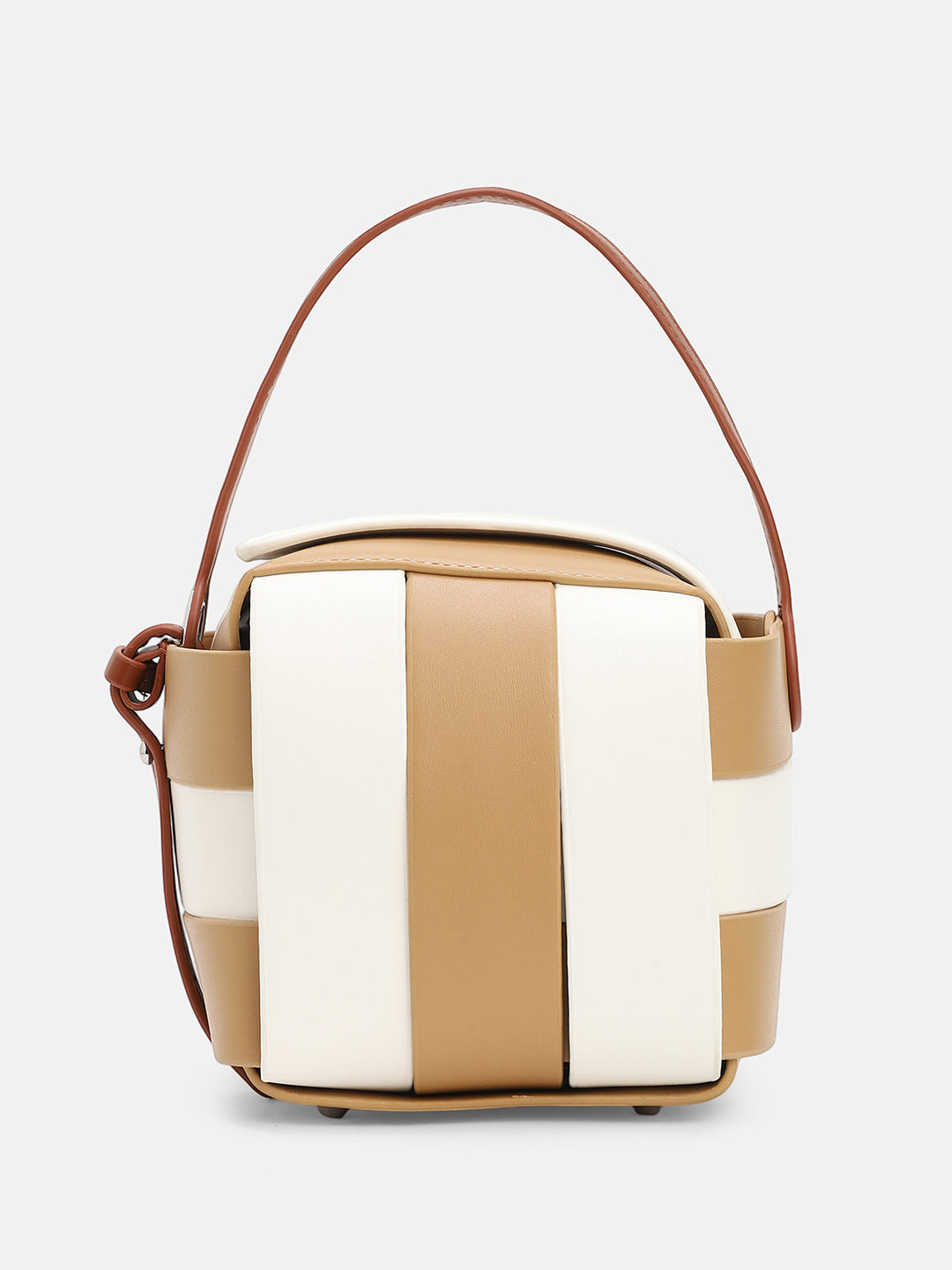 The Panel Verva Hand Bag - Camel Brown & Ivory White