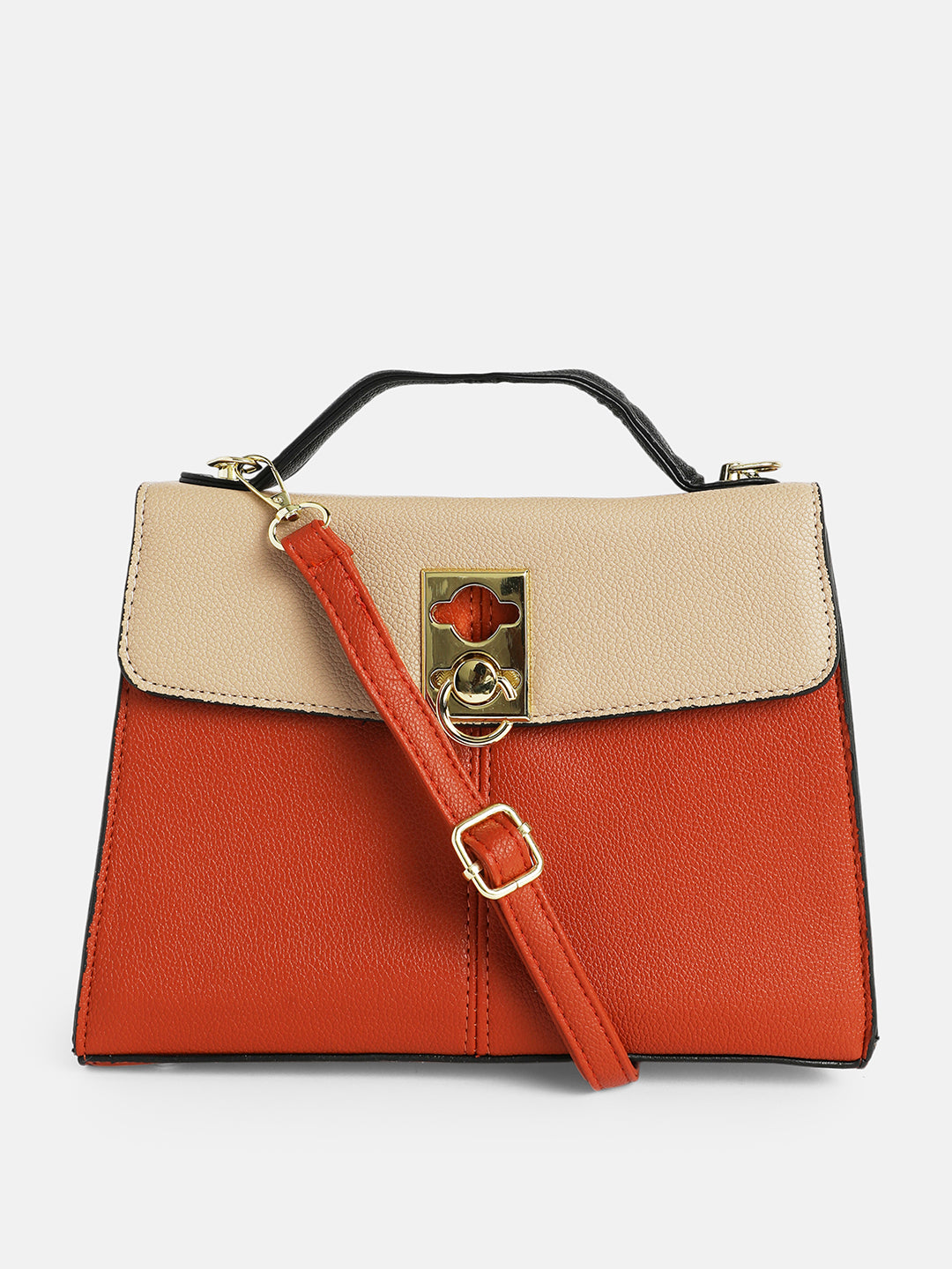 The Curatus Satchel Bag - Terracotta Brown & Khaki Beige