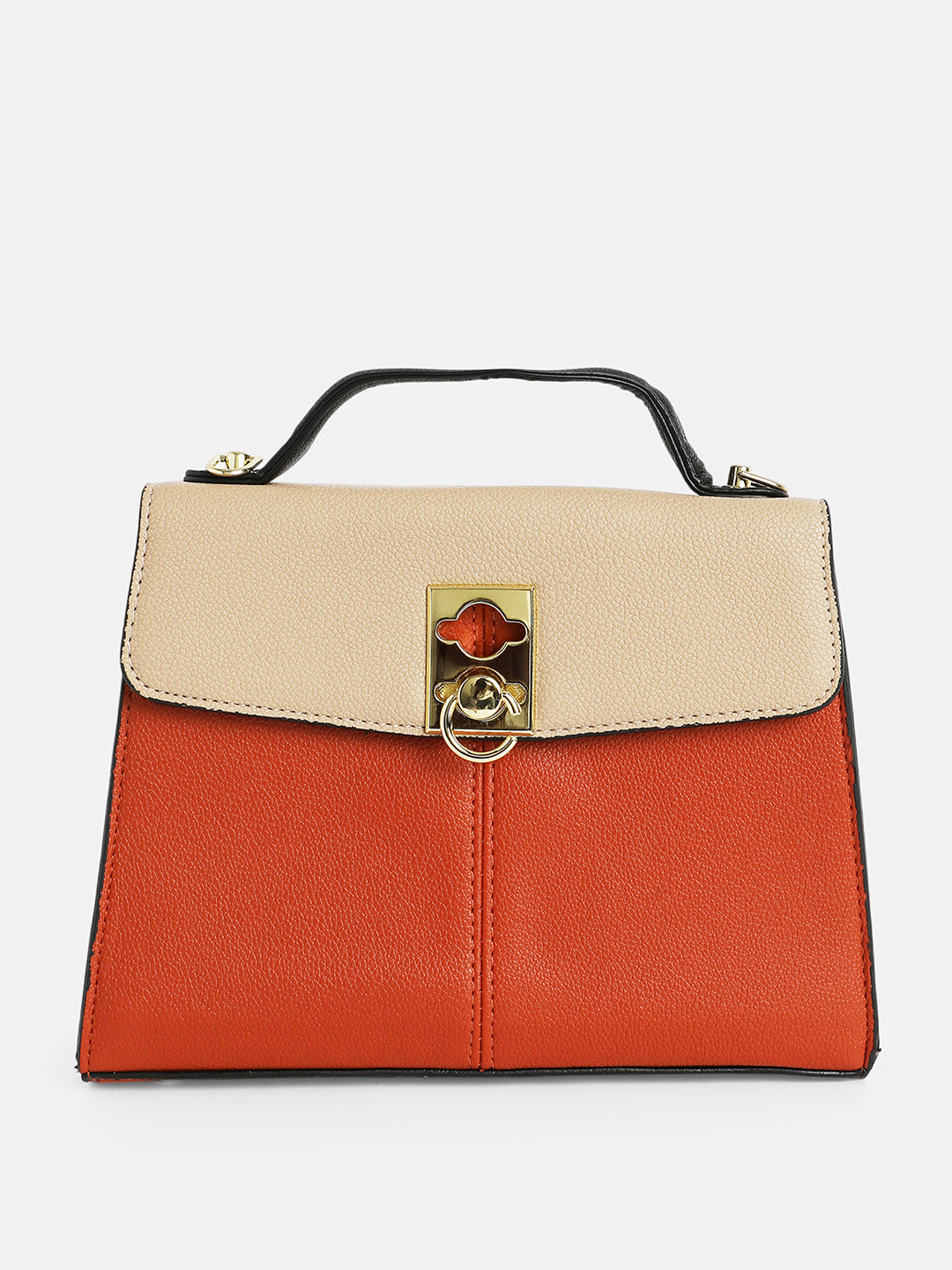 The Curatus Satchel Bag - Terracotta Brown & Khaki Beige