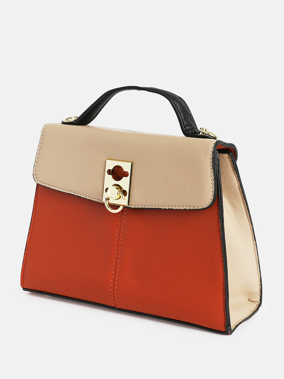 The Curatus Satchel Bag - Terracotta Brown & Khaki Beige