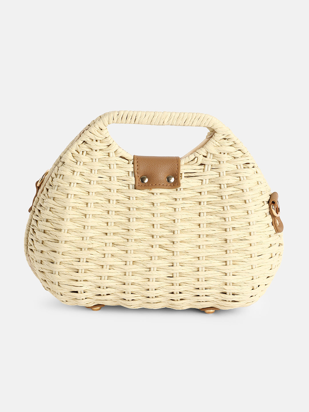 The Straw-Curve Hand Bag - Off-White