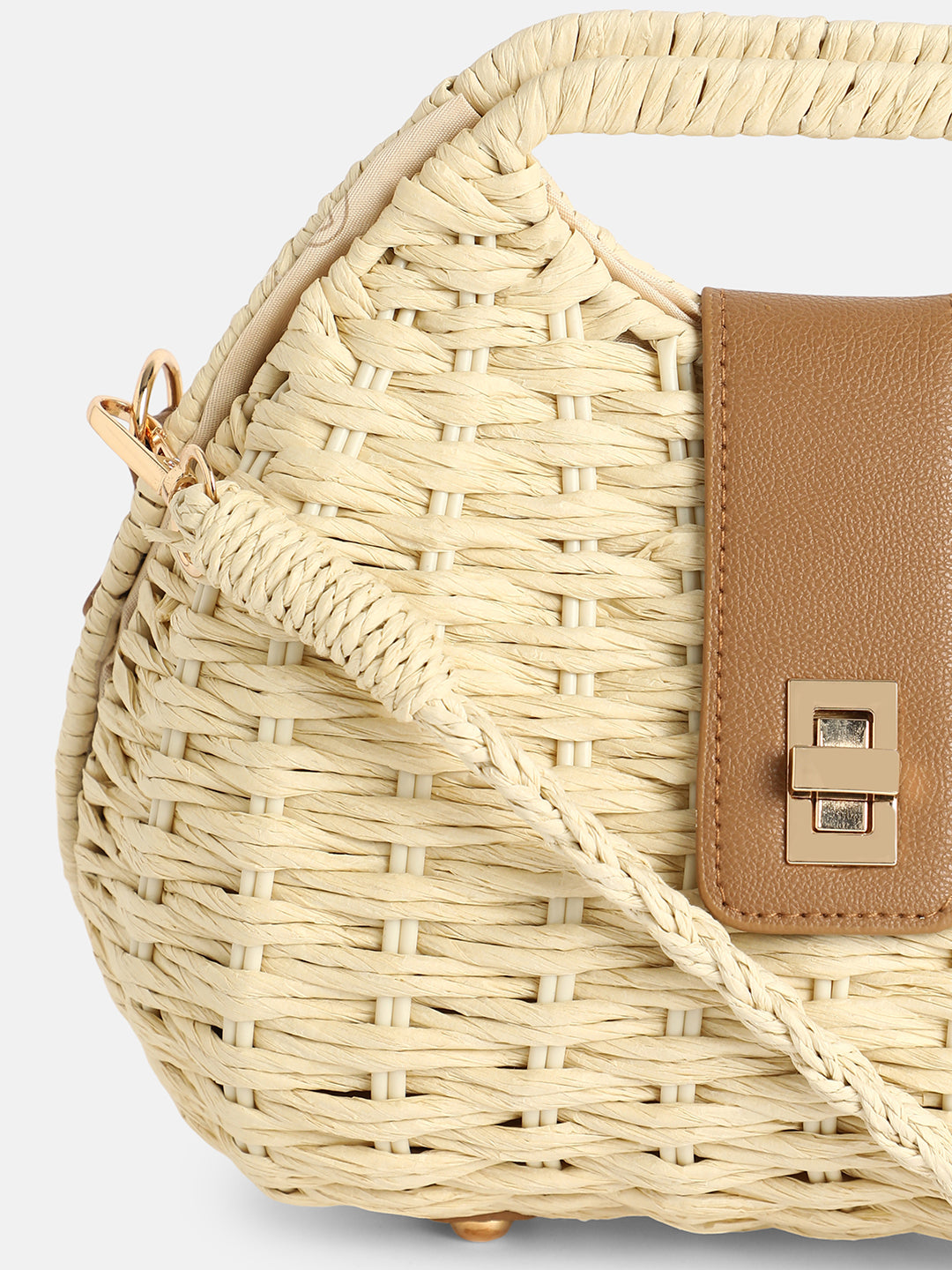 The Straw-Curve Hand Bag - Off-White