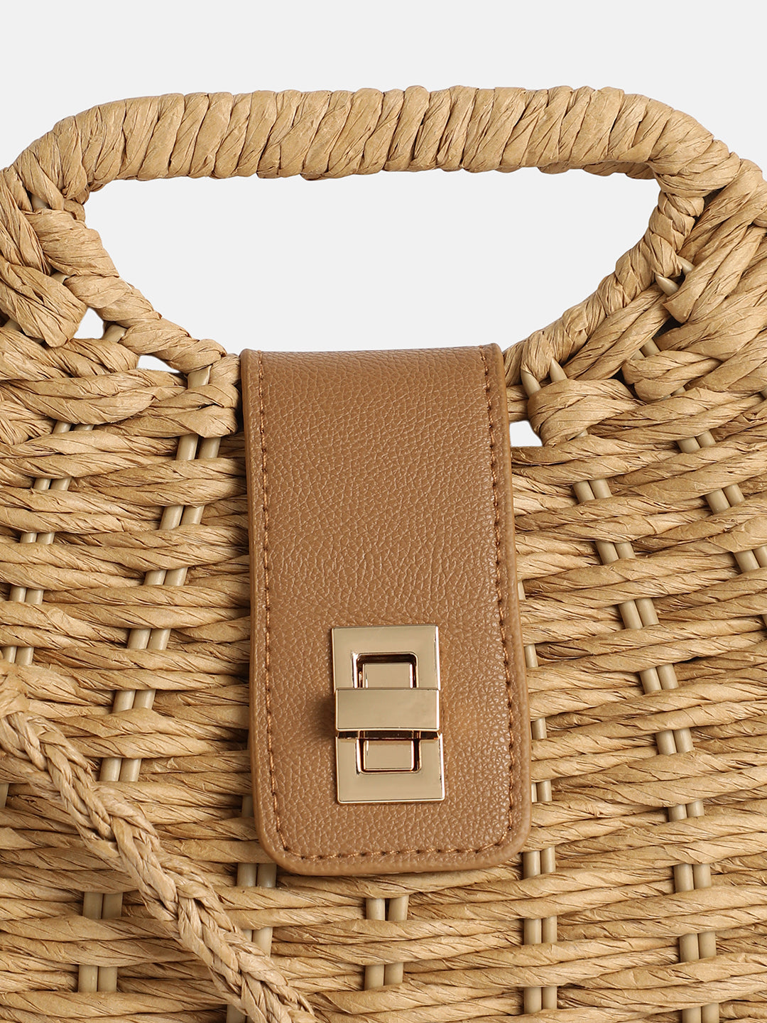 The Straw-Curve Hand Bag - Tan Brown