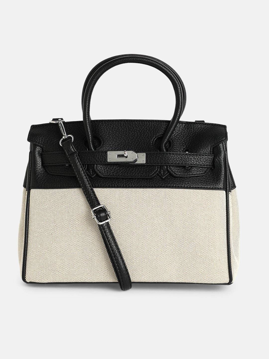 The Panel-Overlap Satchel Bag - Off-White & Obsidian Black