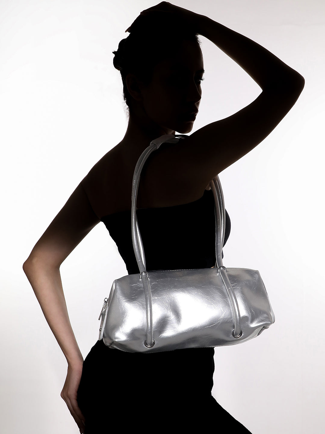 The Bowling Shoulder Bag - Metallic Silver