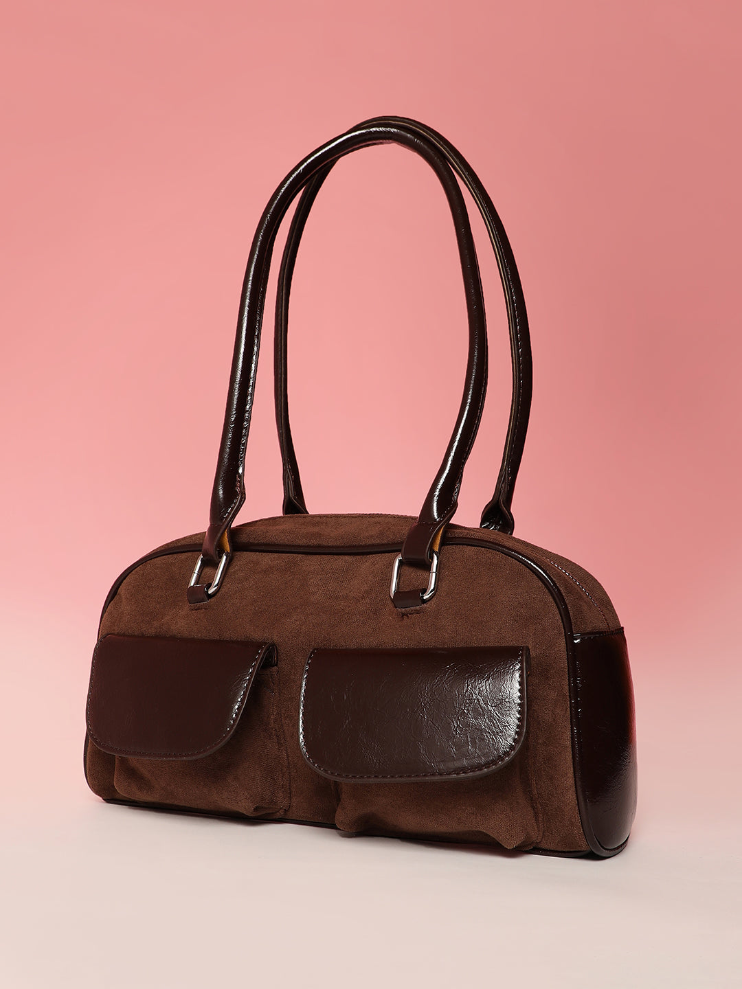 The Utility Suede Shoulder Bag - Mocha Brown