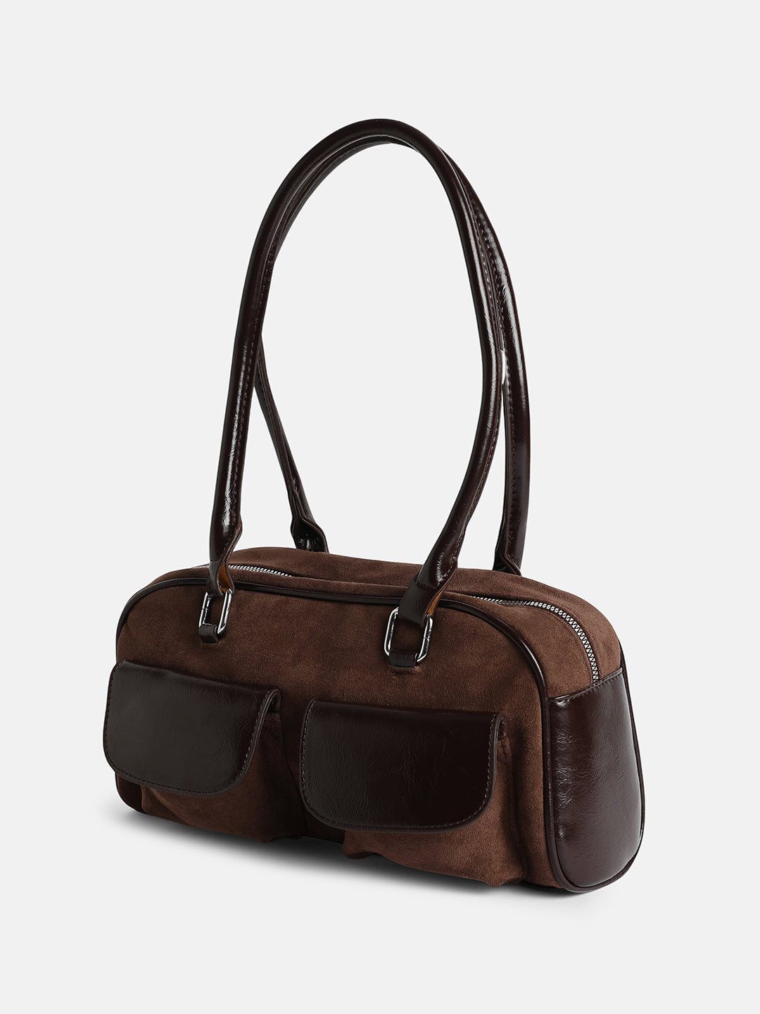 The Utility Suede Shoulder Bag - Mocha Brown