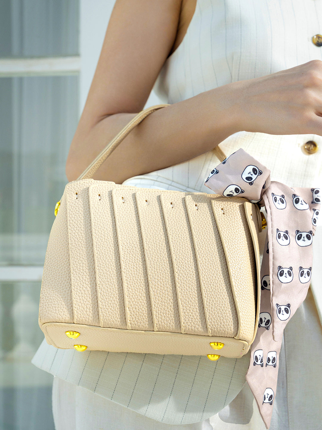 The Pleated Hand Bag - Sand Beige