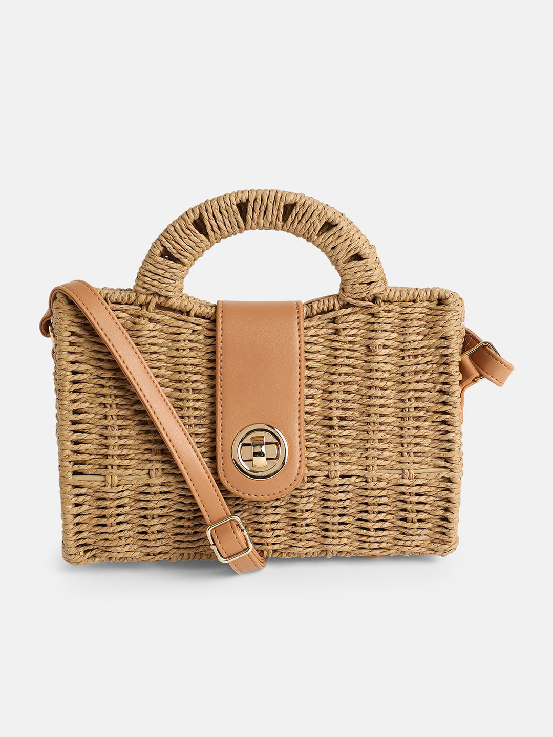 The Basket Hand Bag - Khaki Brown