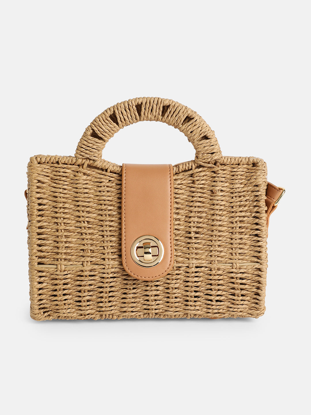 The Basket Hand Bag - Khaki Brown