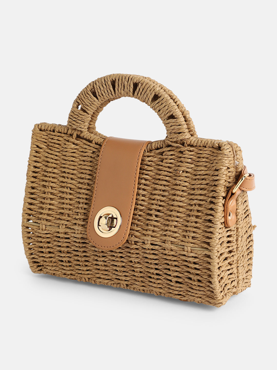 The Basket Hand Bag - Khaki Brown