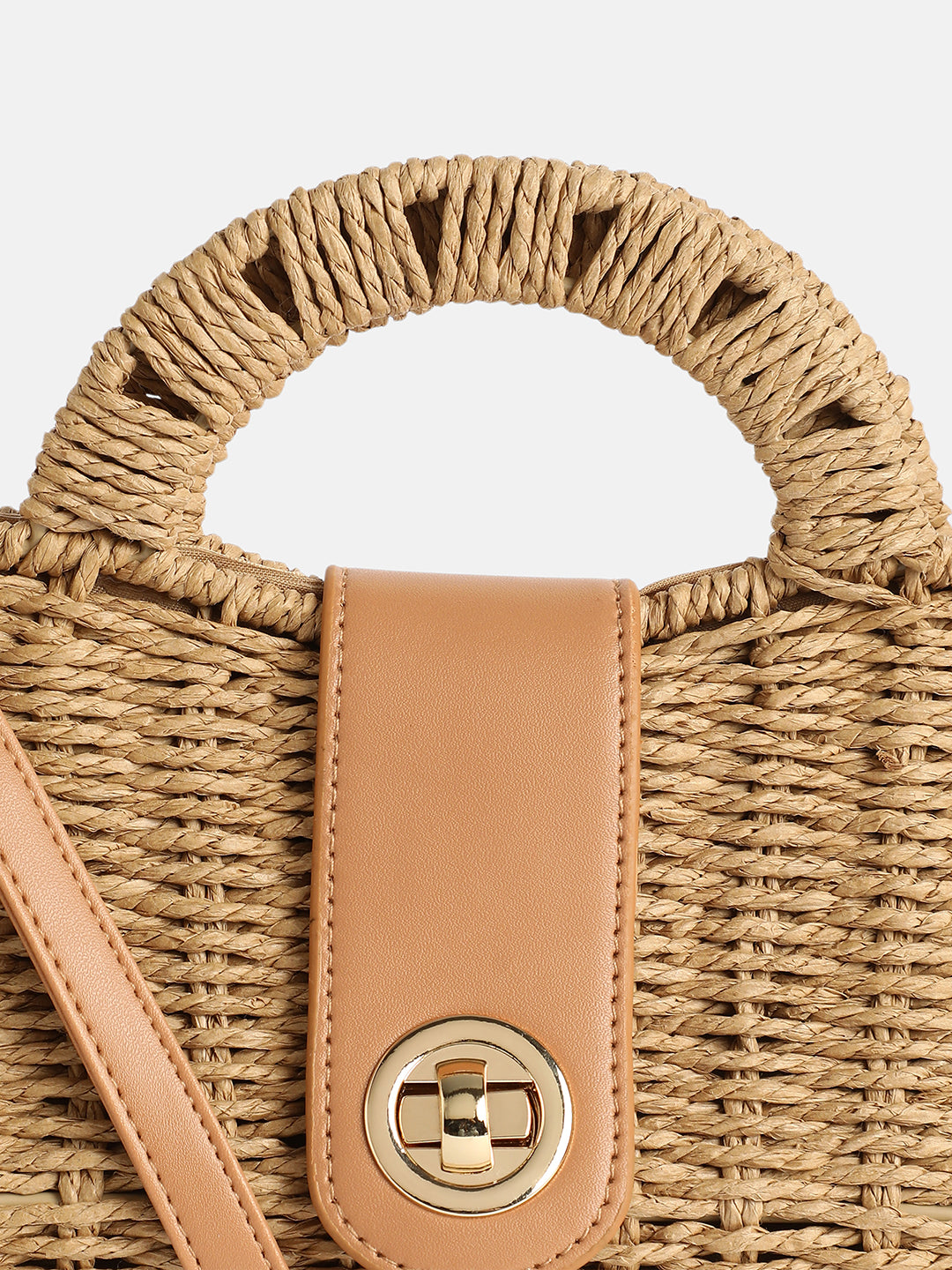 The Basket Hand Bag - Khaki Brown