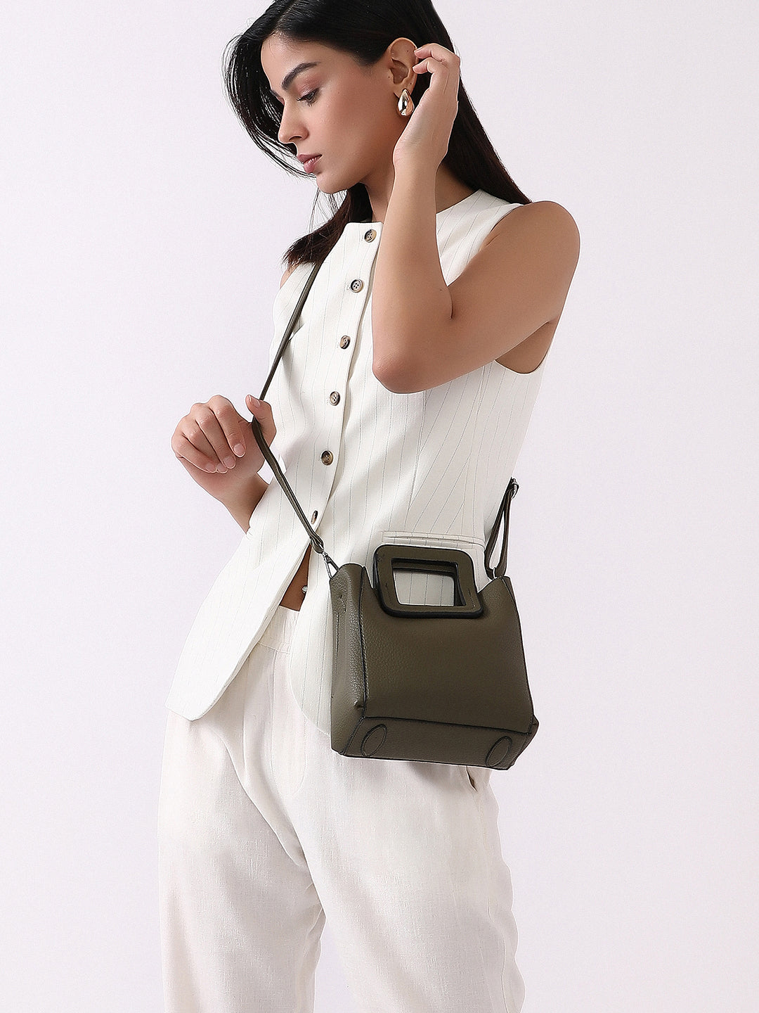 The Qube Bucket Bag - Seaweed Green