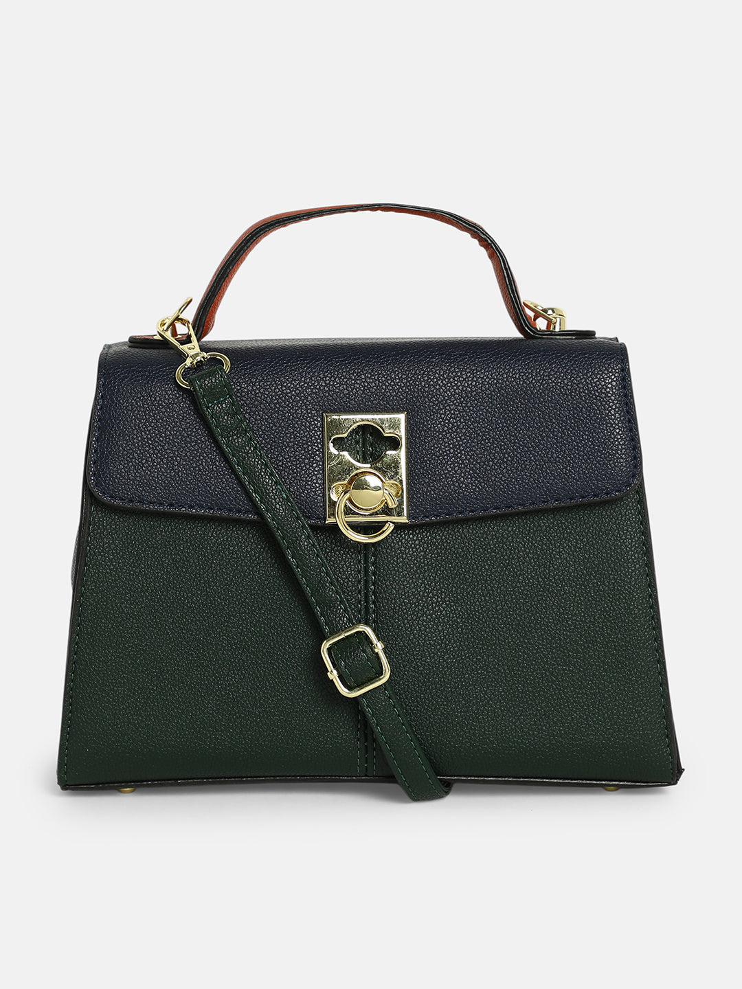 The Curatus Satchel Bag - Navy Blue & Emerald Green