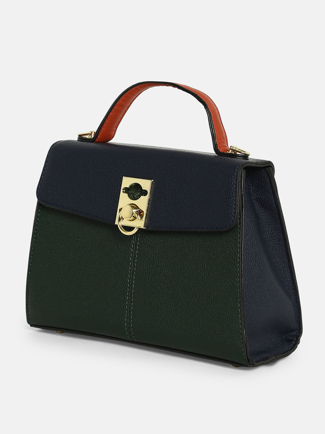 The Curatus Satchel Bag - Navy Blue & Emerald Green