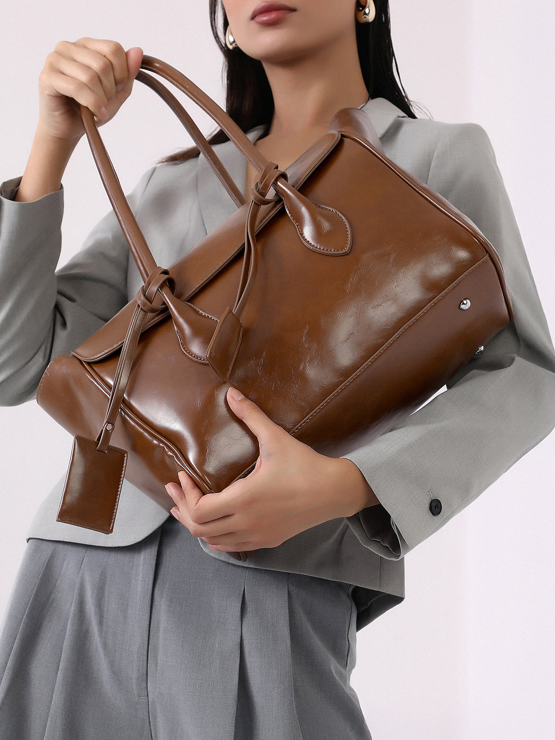 The Large Medis Satchel Bag - Chocolate Brown