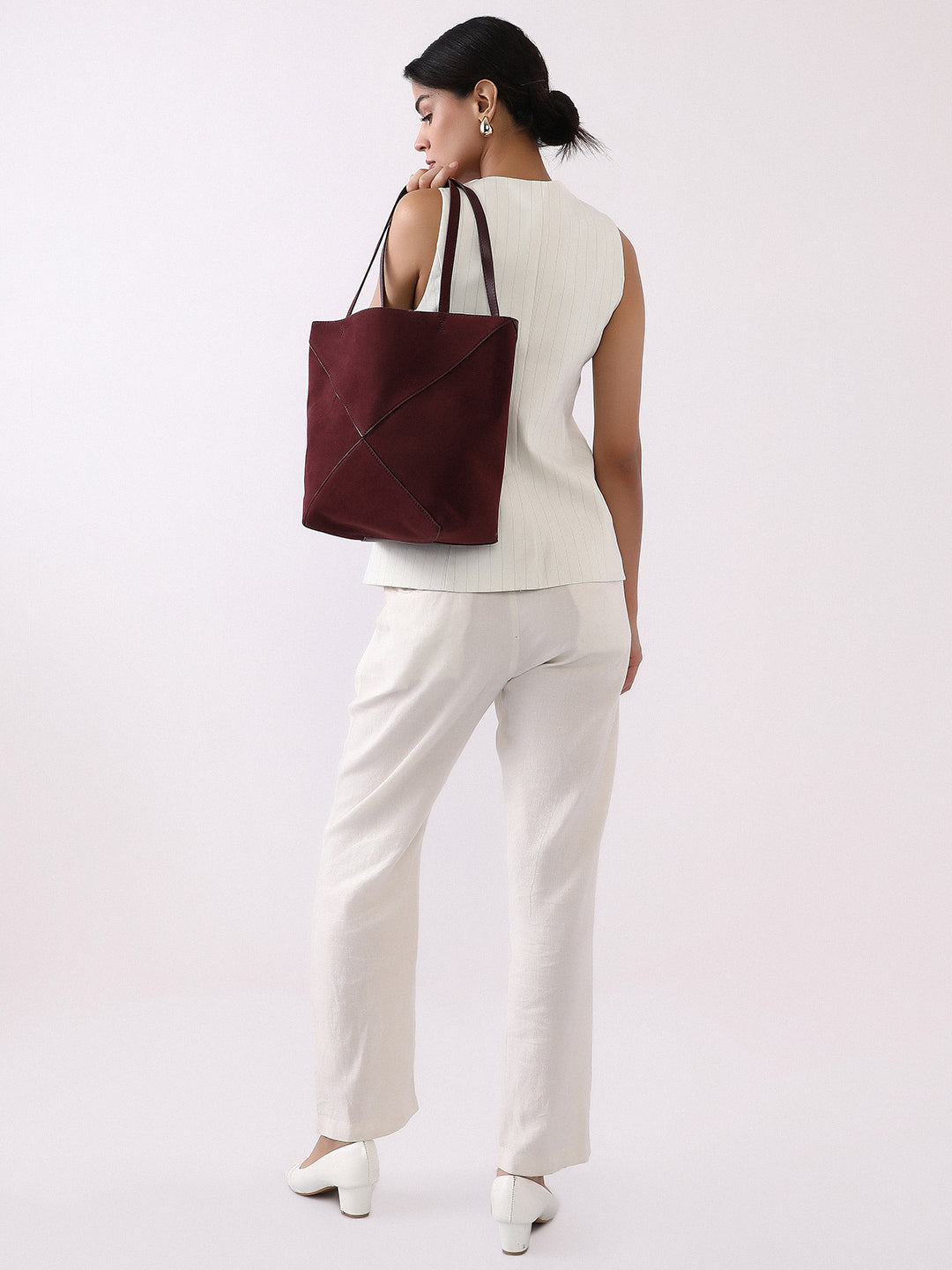 The Velouré Tote Bag - Burgundy Red