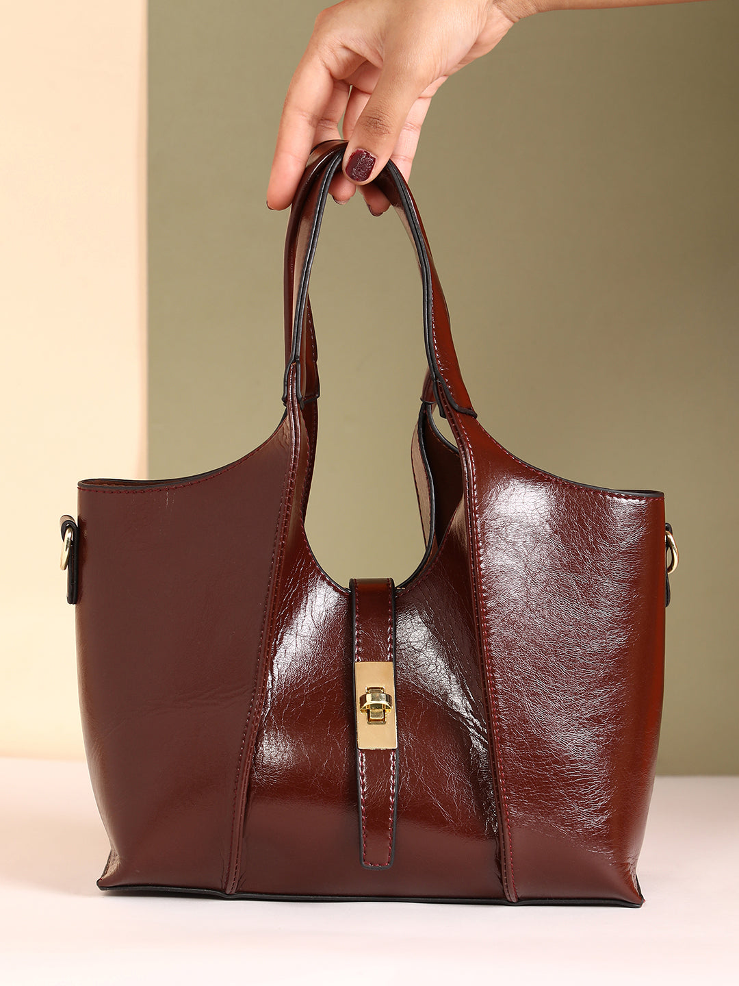 The Foldara Hand Bag - Mocha Brown