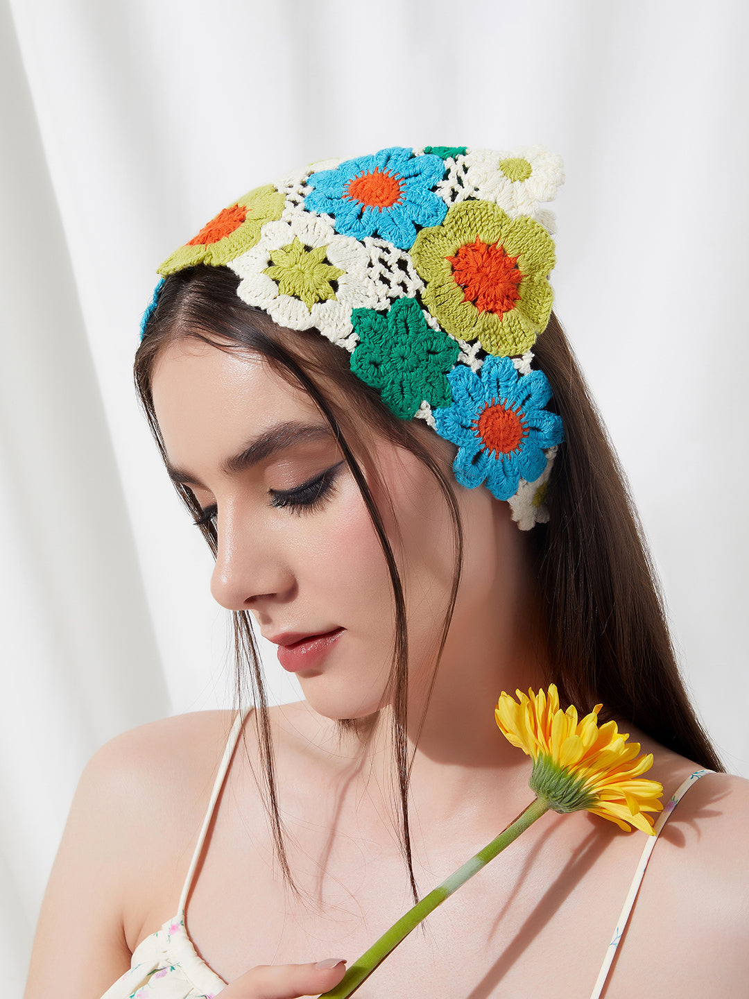 Daisy Crochet Head Scarf