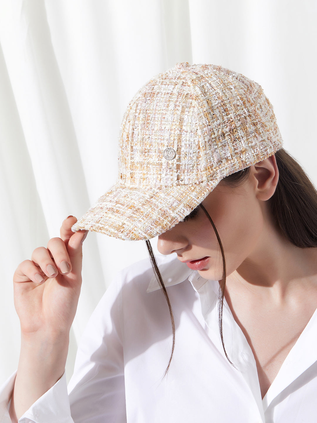 The Boucle Baseball Cap - Sand Beige