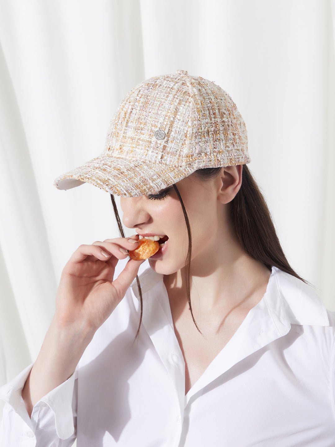 The Boucle Baseball Cap - Sand Beige