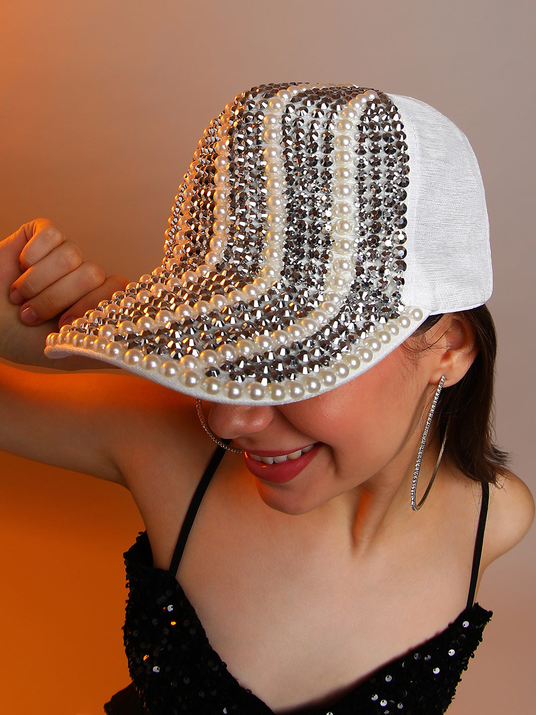 Striped Studded Baseball Cap