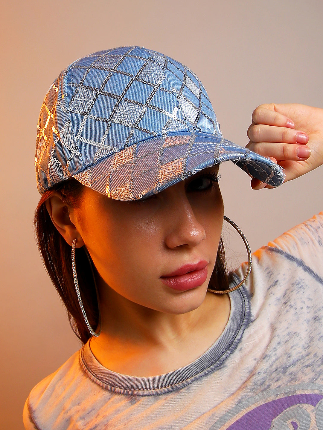 Geometric Sequin Baseball Cap