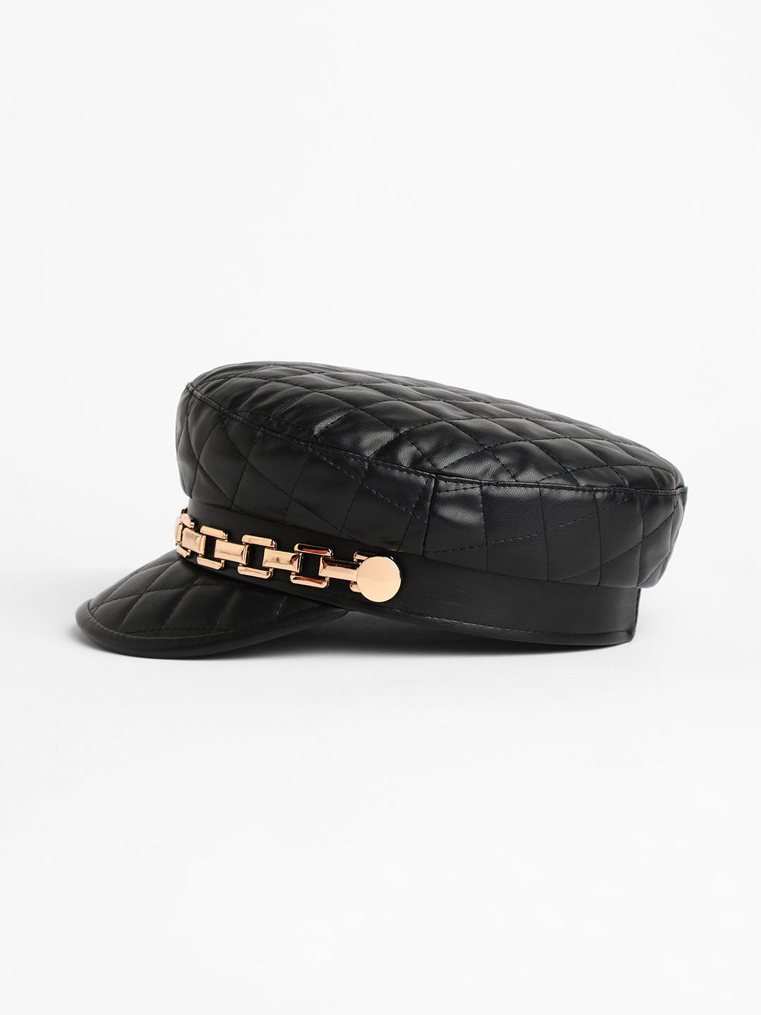 Women's Quilted Breton Cap - Midnight Black