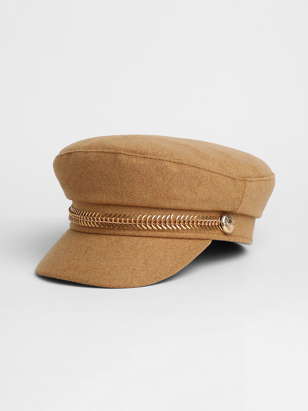 Chain-Lined Breton Cap - Sand Beige