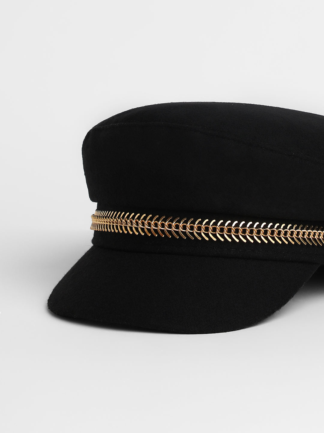 Women's Chain-Lined Breton Cap - Midnight Black