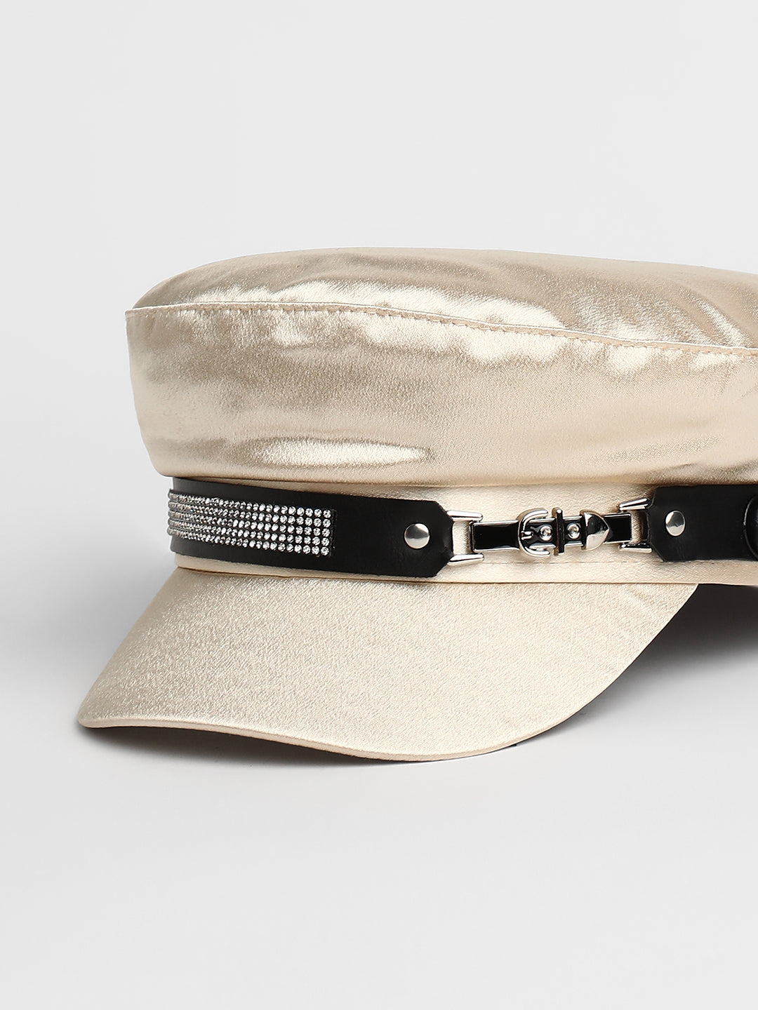 Women's Embellished Satin Bakerboy Cap - Saltbox Beige