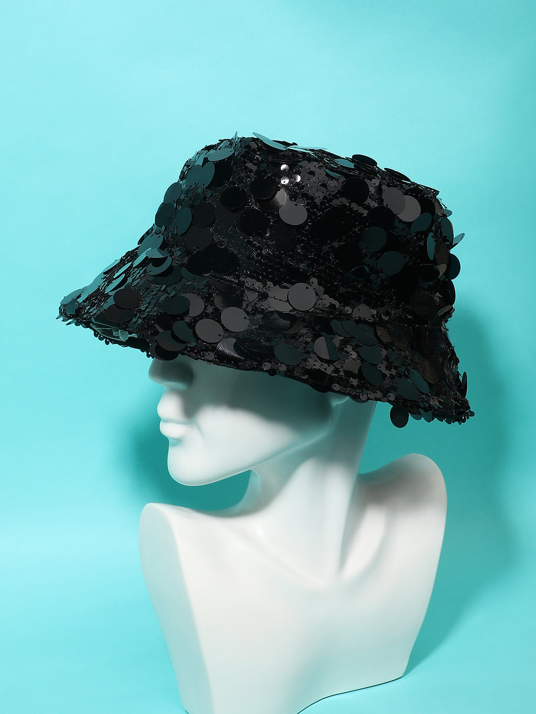 Maxi Sequin Bucket Hat - Onyx Black