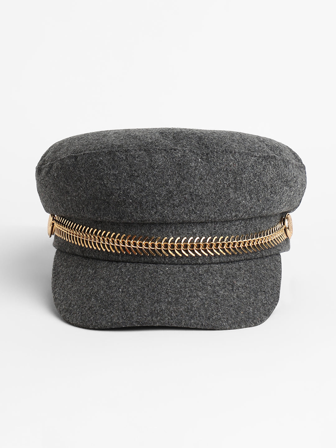 Women's Chain-Lined Breton Cap - Charcoal Grey