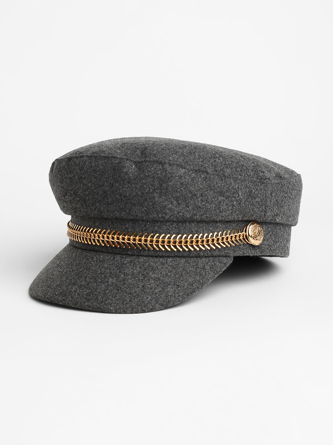 Women's Chain-Lined Breton Cap - Charcoal Grey