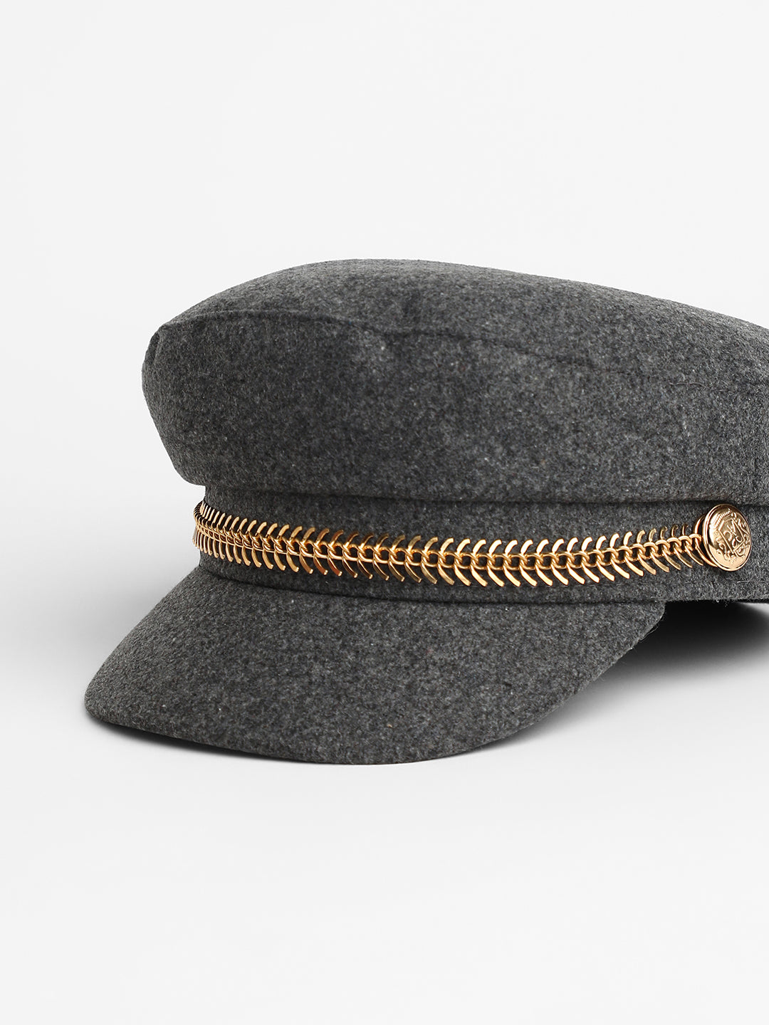 Women's Chain-Lined Breton Cap - Charcoal Grey