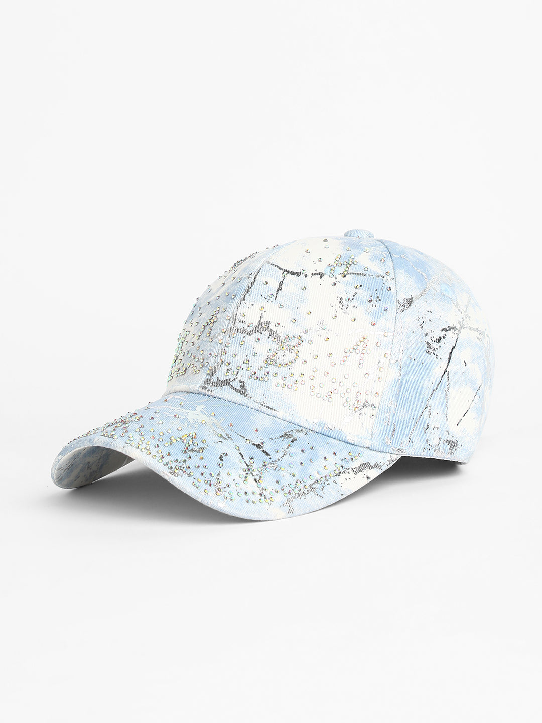 Women's Studded Ombre Basketball Cap - Sky Blue & Ivory White