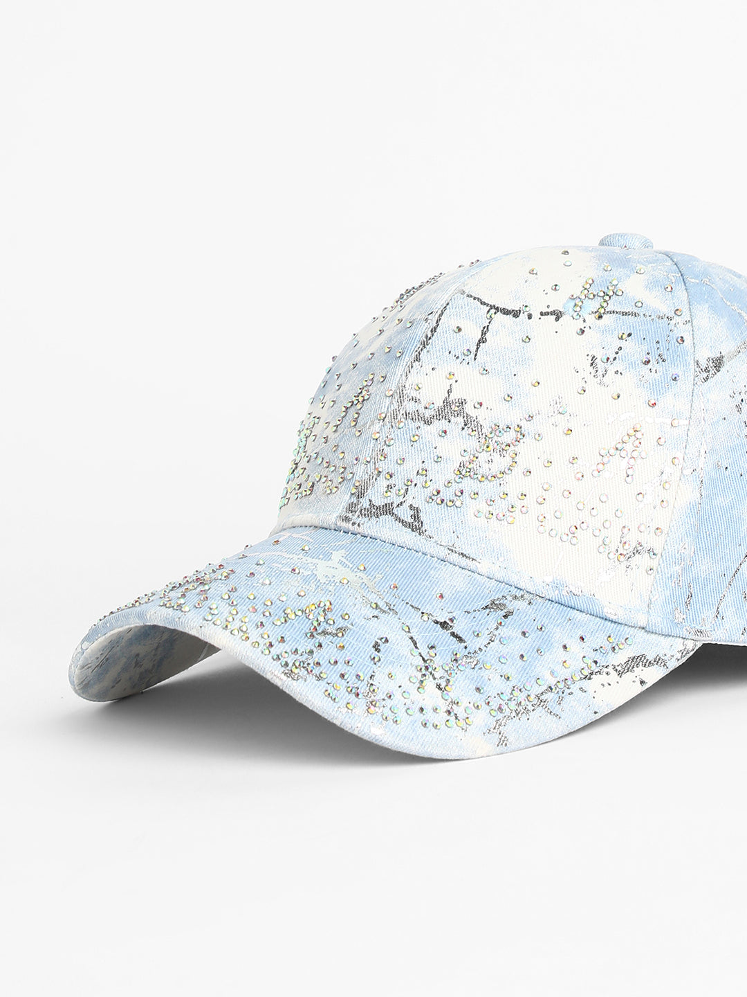 Women's Studded Ombre Basketball Cap - Sky Blue & Ivory White