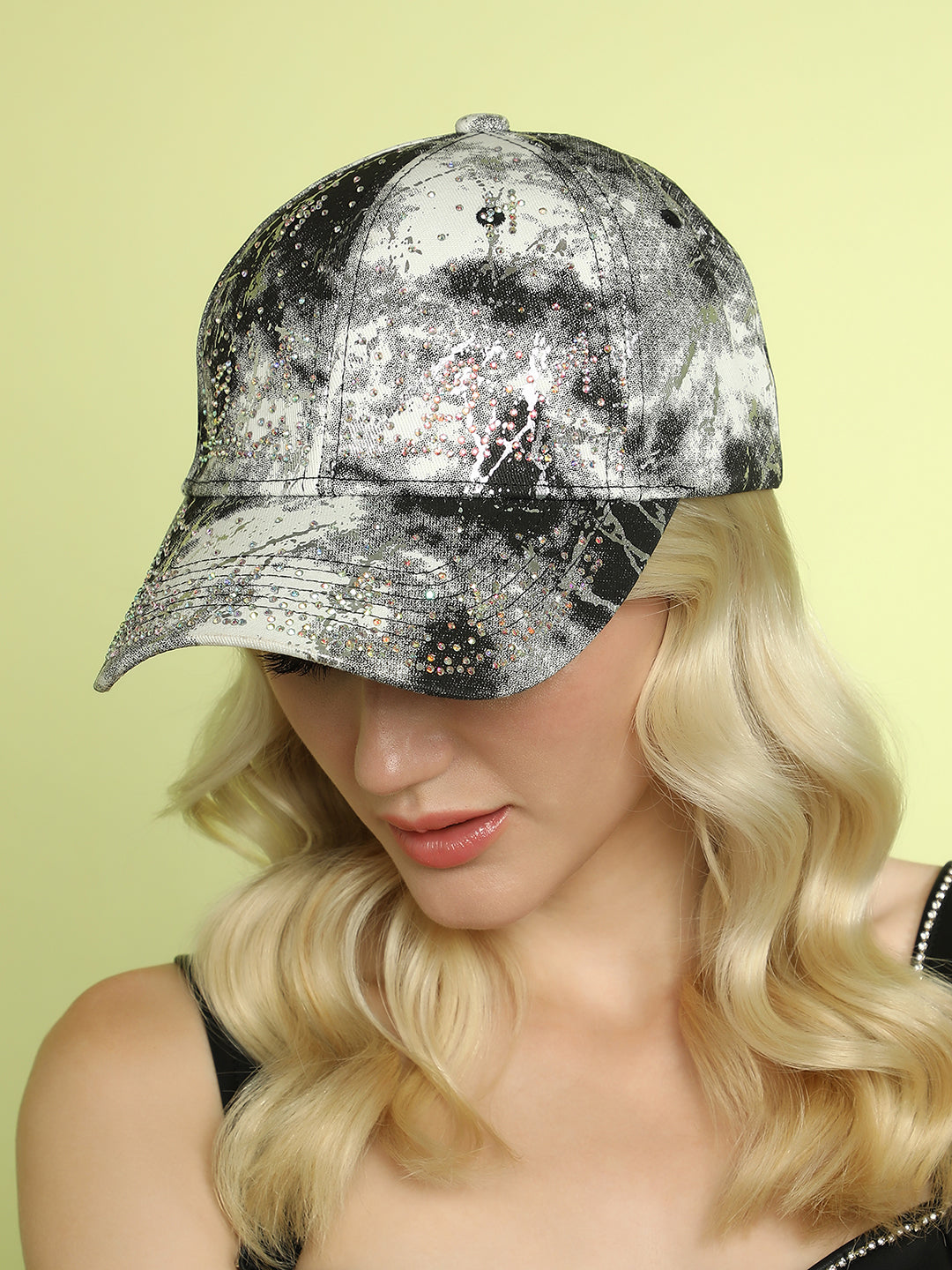 Women's Studded Ombre Basketball Cap - Midnight Black & Ash Grey