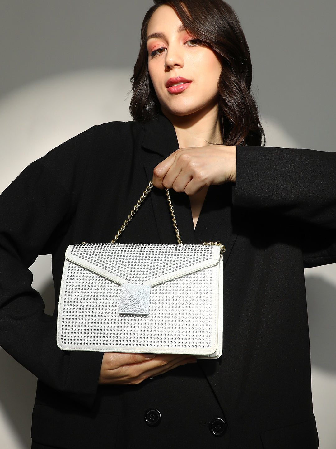 Women's The Stud Sling Bag - Ivory White