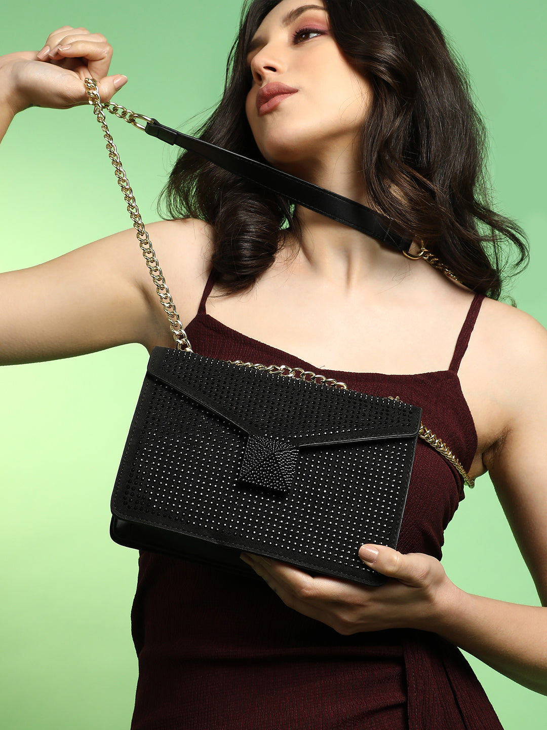 The Stud Sling Bag - Midnight Black