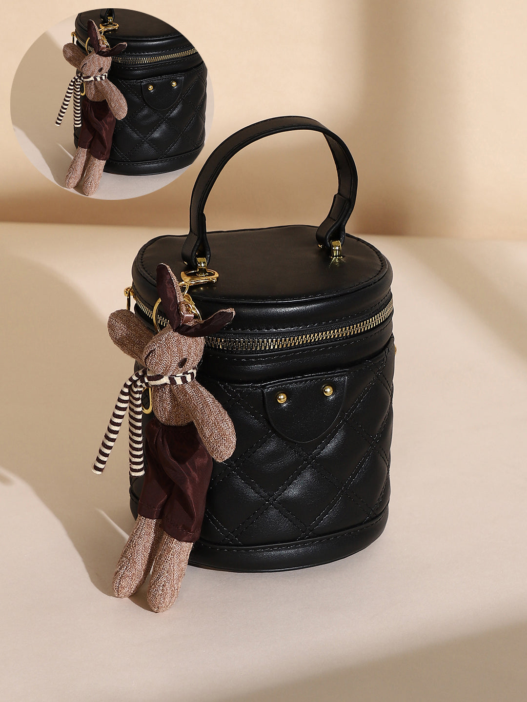 The Quilted Bucket Bag - Midnight Black