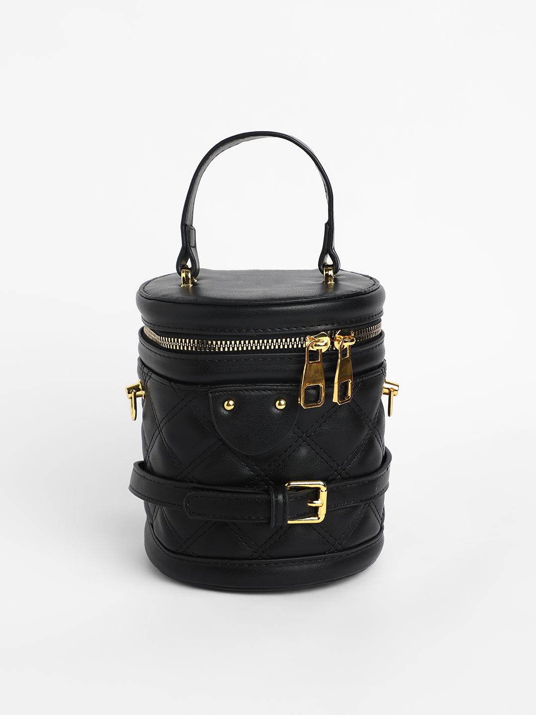 The Quilted Bucket Bag - Midnight Black