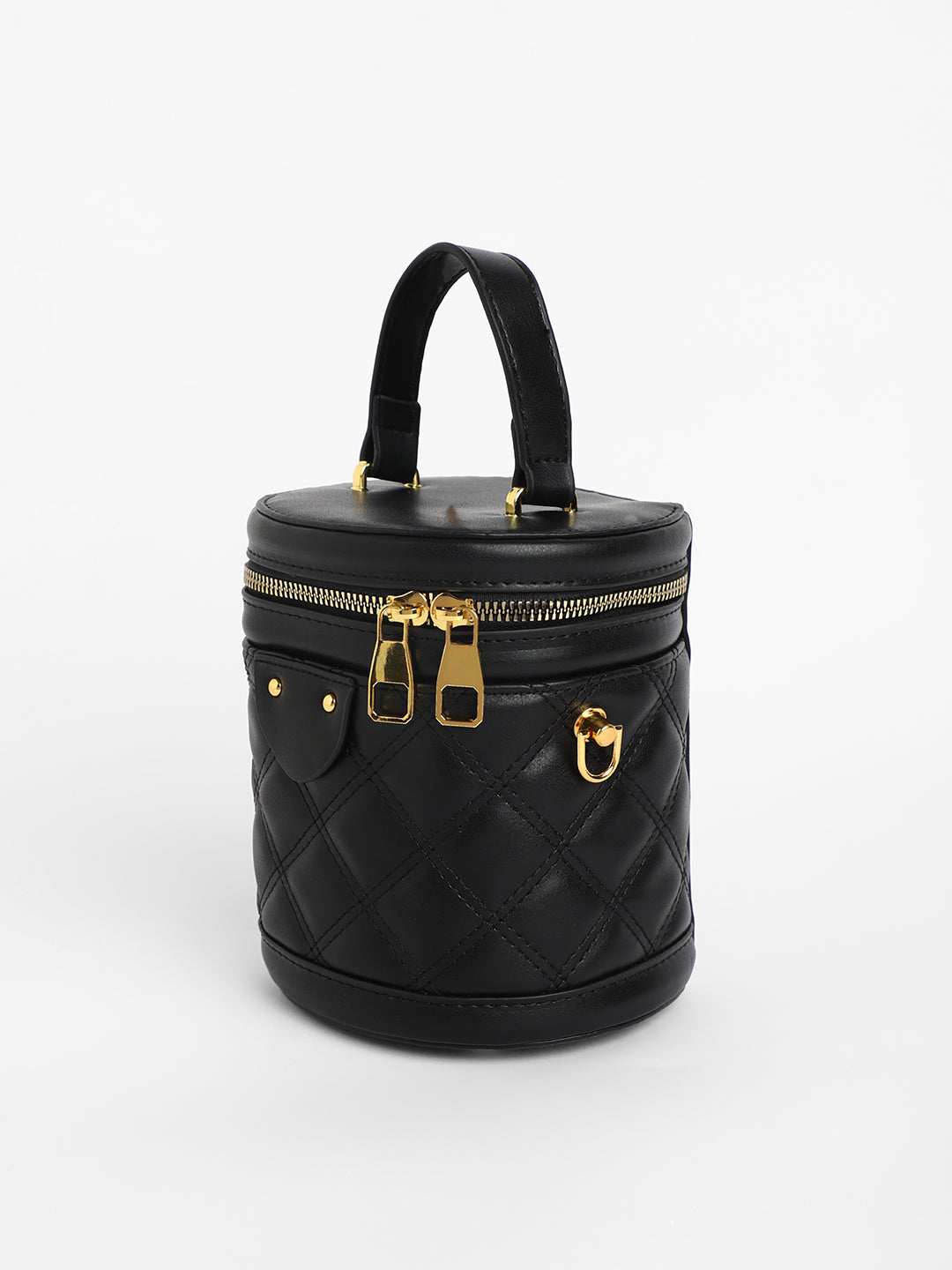 The Quilted Bucket Bag - Midnight Black