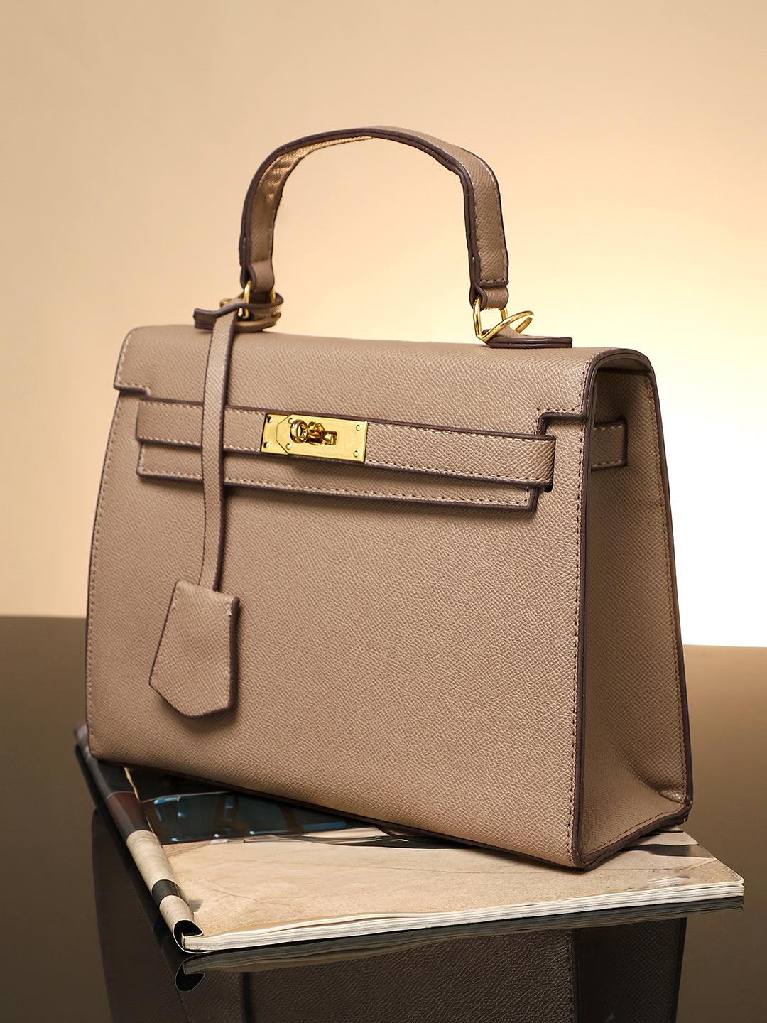 The Overlap Satchel Bag - Camel Brown