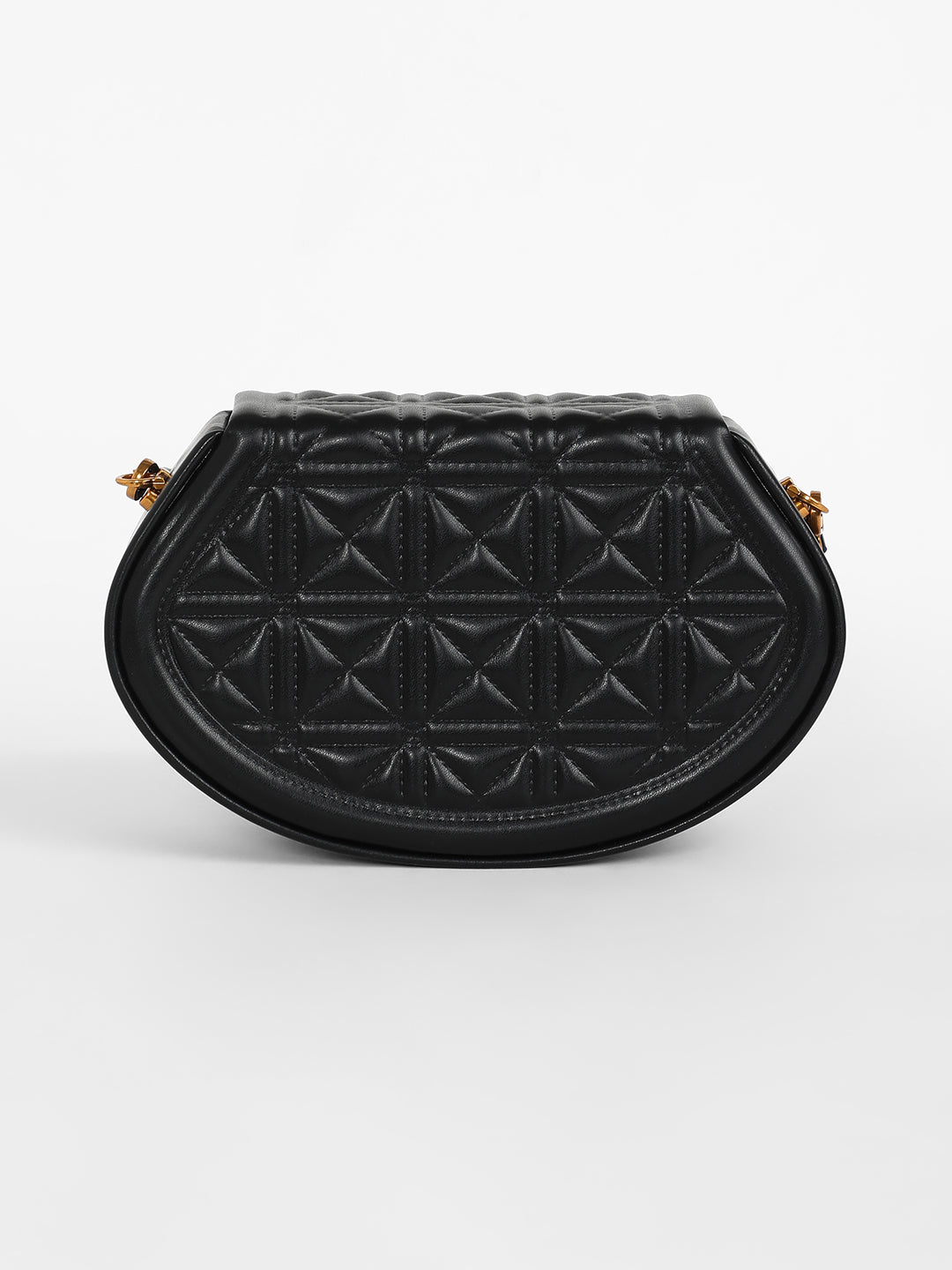 The Quilted Curve Sling Bag - Midnight Black