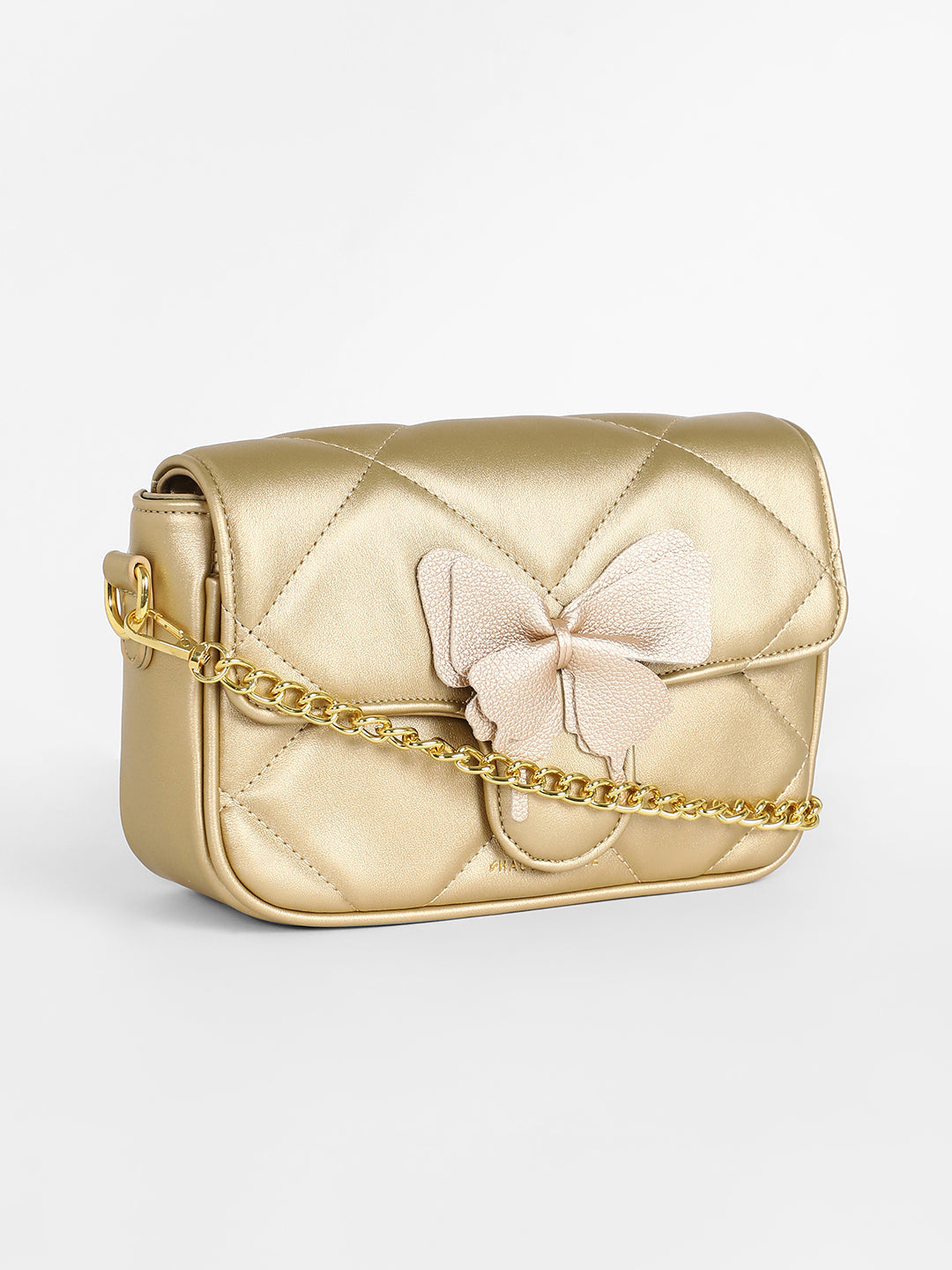 The Quilted Butterfly Shoulder Bag - Antique Gold